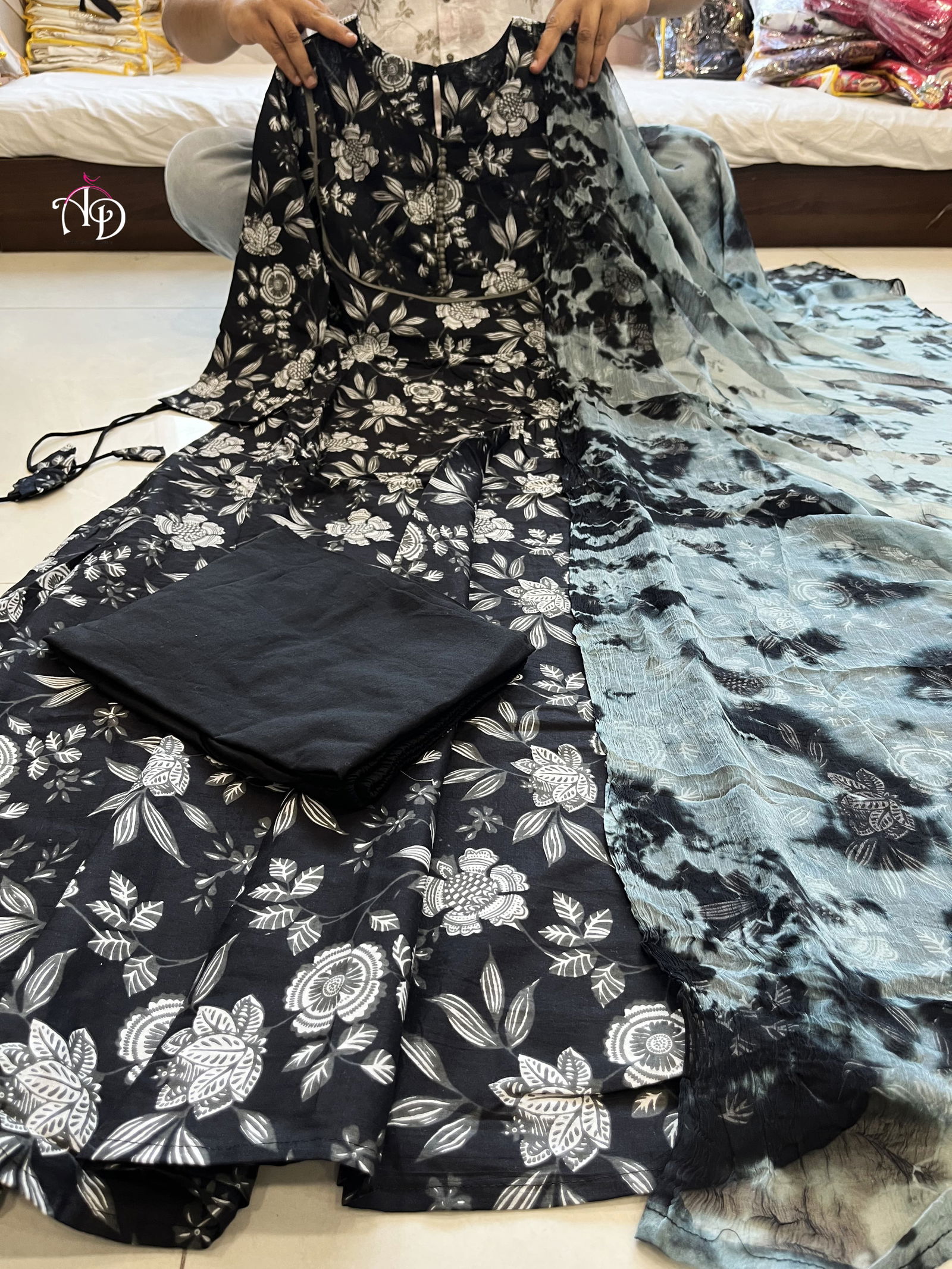 Akshar Designer Cotton Printed Anarkali Kurti With Bottom Dupatta Wholesale Shop In Surat
